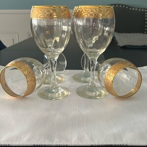 60 yr old gold rimmed wine glasses. Vintage design
